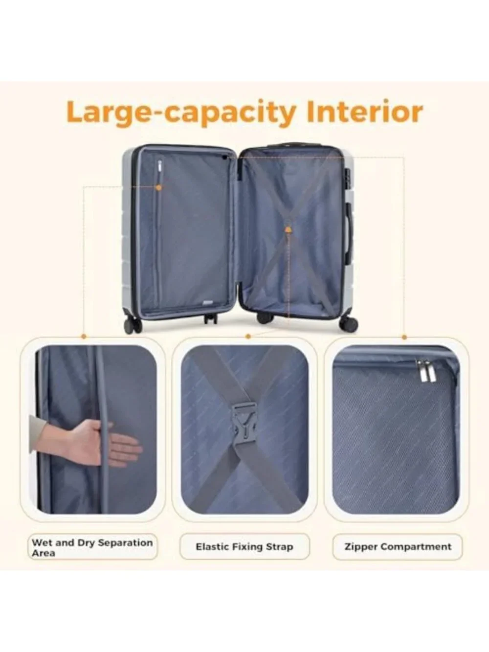 Expandable 24-Inch Checked Luggage with Spinner Wheels - Travel Suitcase